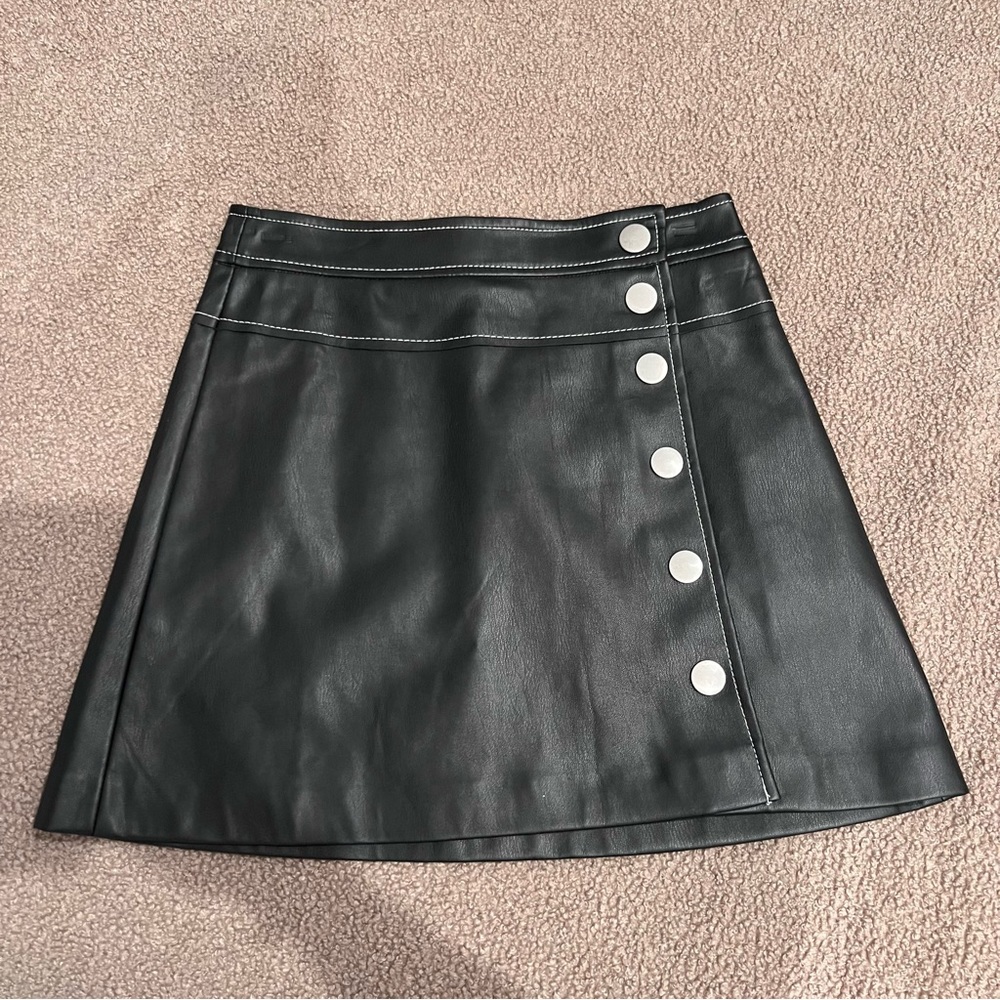 Zara Black Leather Mini Skirt